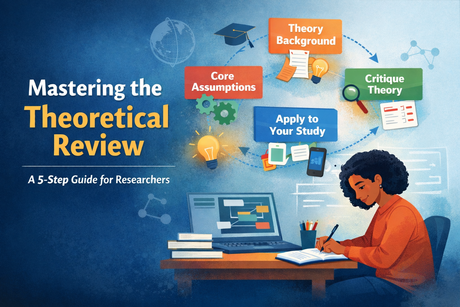 Illustrated guide to the five steps of a theoretical review